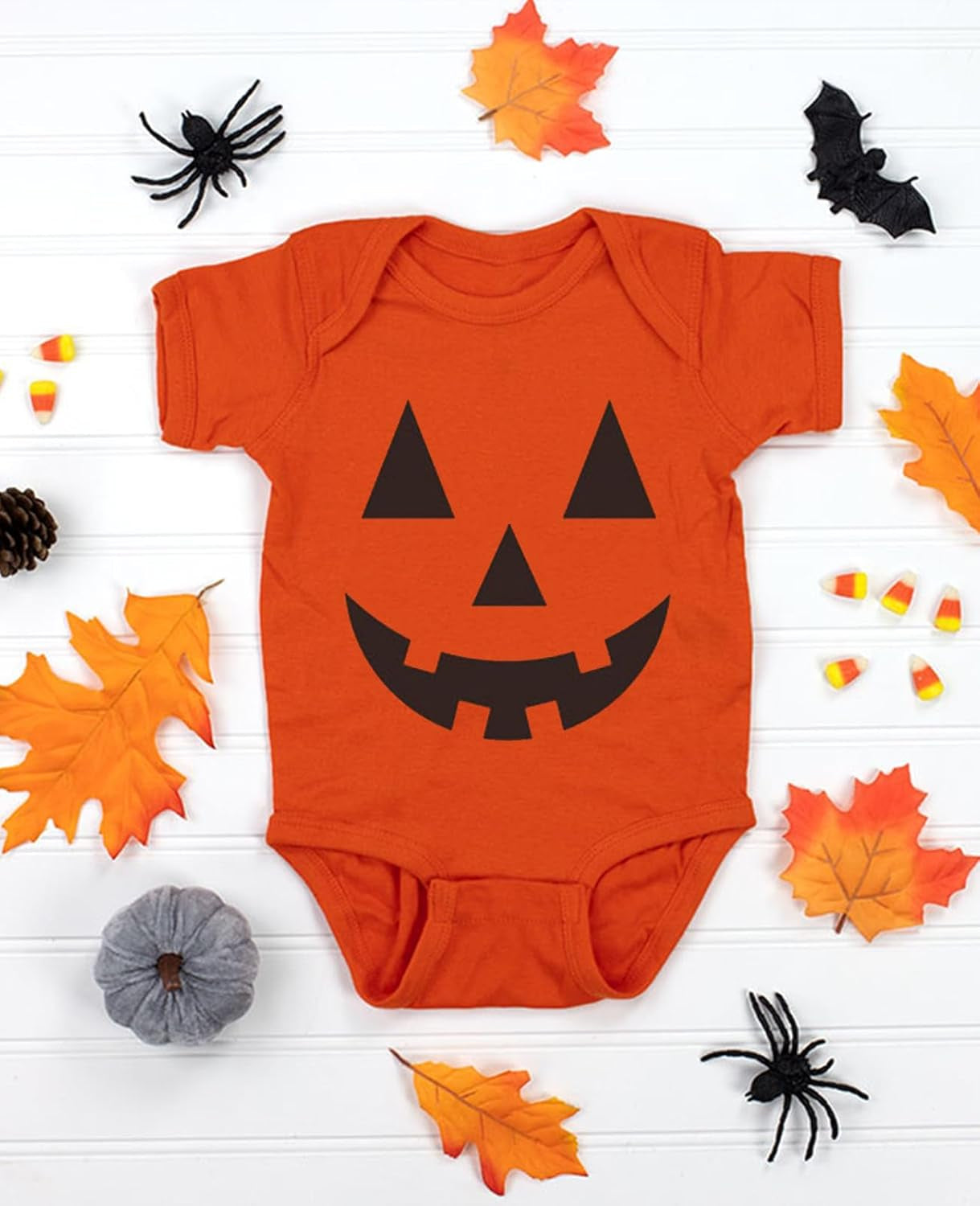 Halloween Baby Pumpkin Outfit Jackolantern Face Newborn Girl Boy Infant Bodysuit