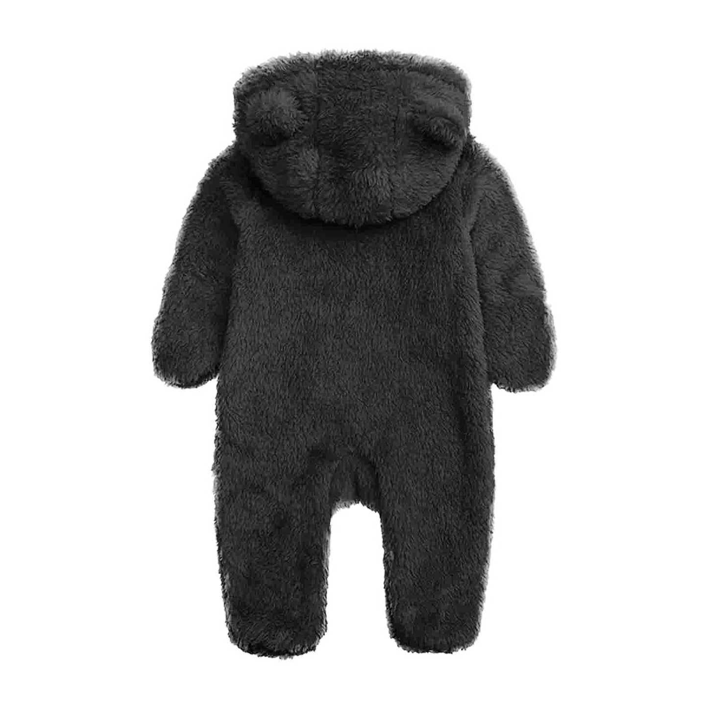 Winter Baby Clothes Warm Fleece Thick Onesie Ear Hooded Jumpsuits Newborn Boys Girls Romper Kids Coats Jackets