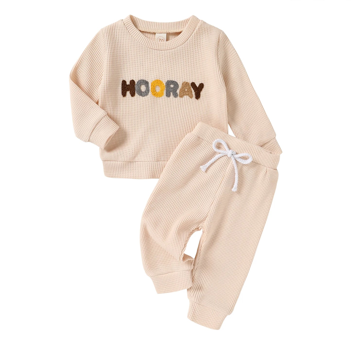 Newborn Baby Boy Girl Fall Winter Clothes Outfits Toddler Long Sleeve Sweatshirt Set,12-18M