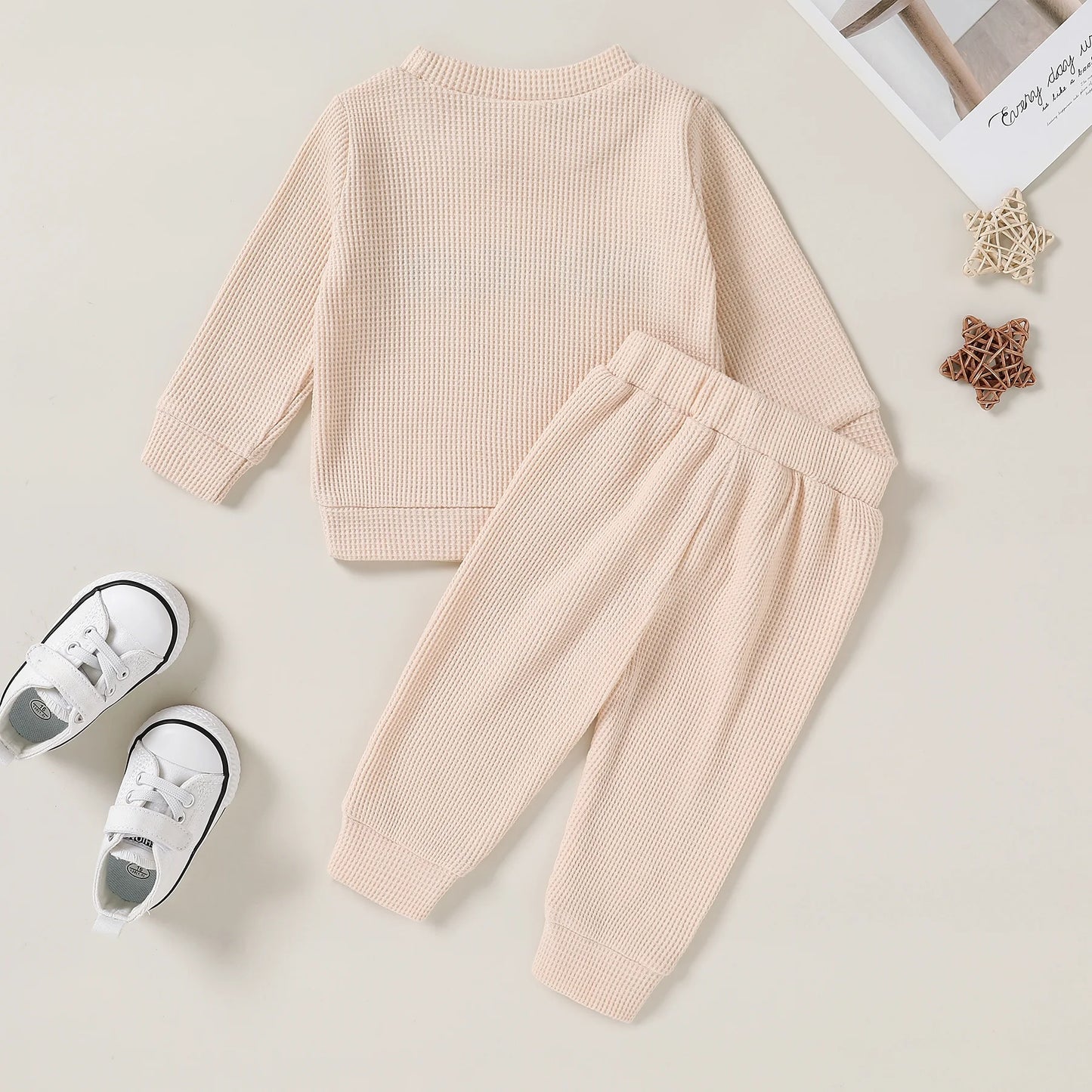 Newborn Baby Boy Girl Fall Winter Clothes Outfits Toddler Long Sleeve Sweatshirt Set,12-18M
