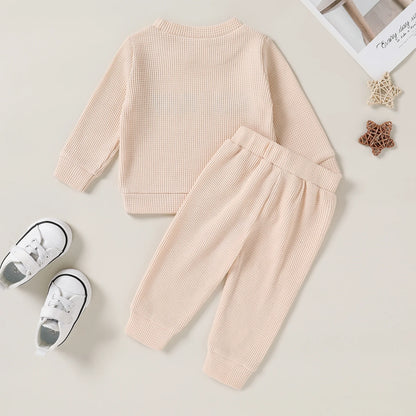 Newborn Baby Boy Girl Fall Winter Clothes Outfits Toddler Long Sleeve Sweatshirt Set,12-18M