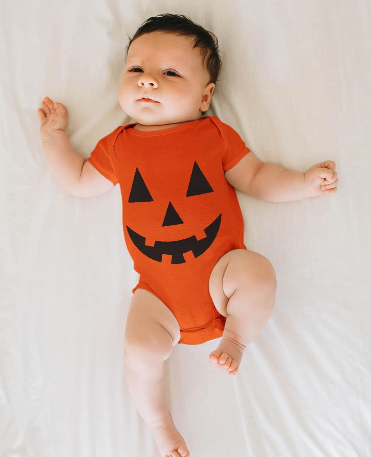 Halloween Baby Pumpkin Outfit Jackolantern Face Newborn Girl Boy Infant Bodysuit