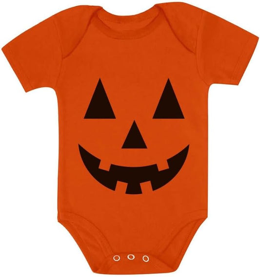 Halloween Baby Pumpkin Outfit Jackolantern Face Newborn Girl Boy Infant Bodysuit