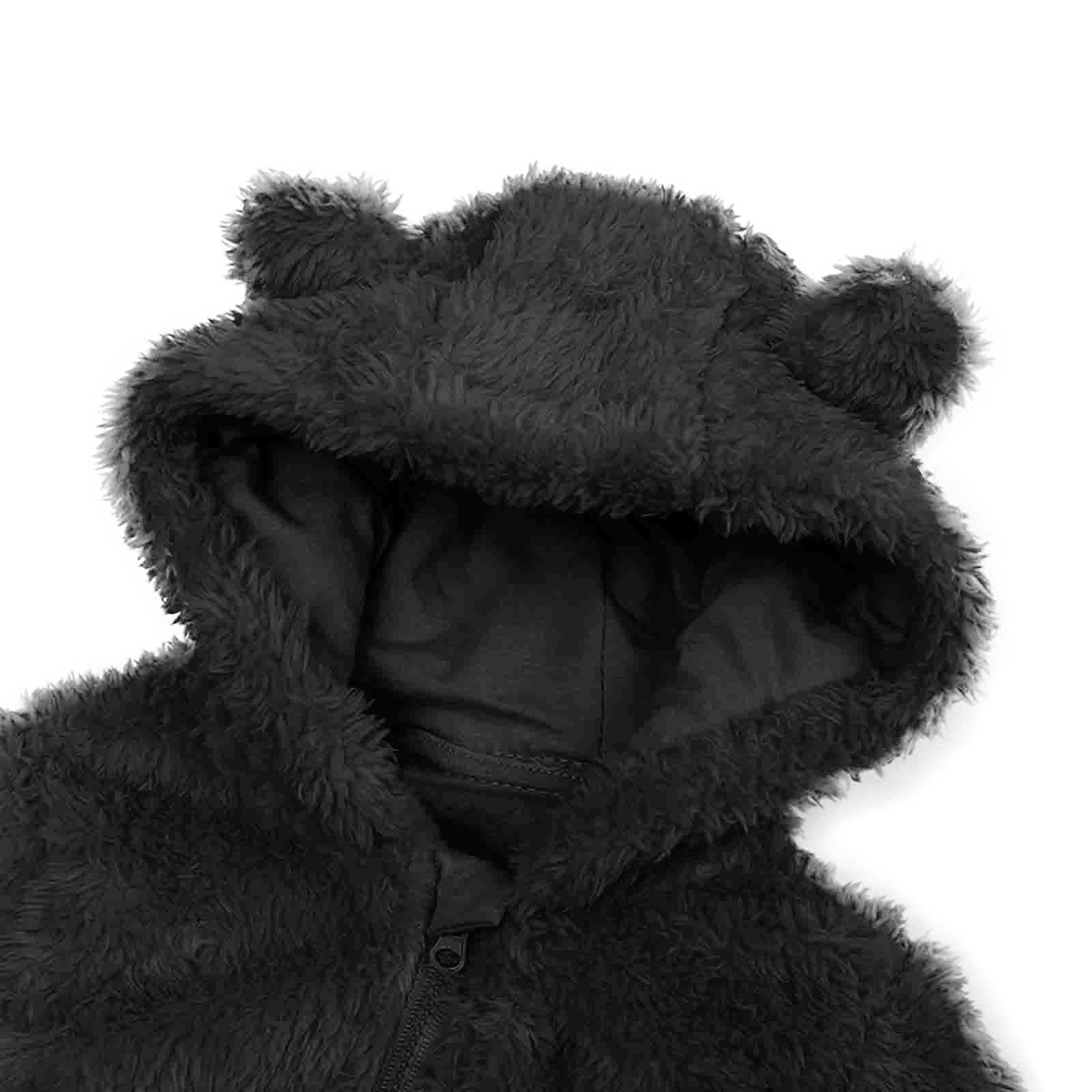 Winter Baby Clothes Warm Fleece Thick Onesie Ear Hooded Jumpsuits Newborn Boys Girls Romper Kids Coats Jackets