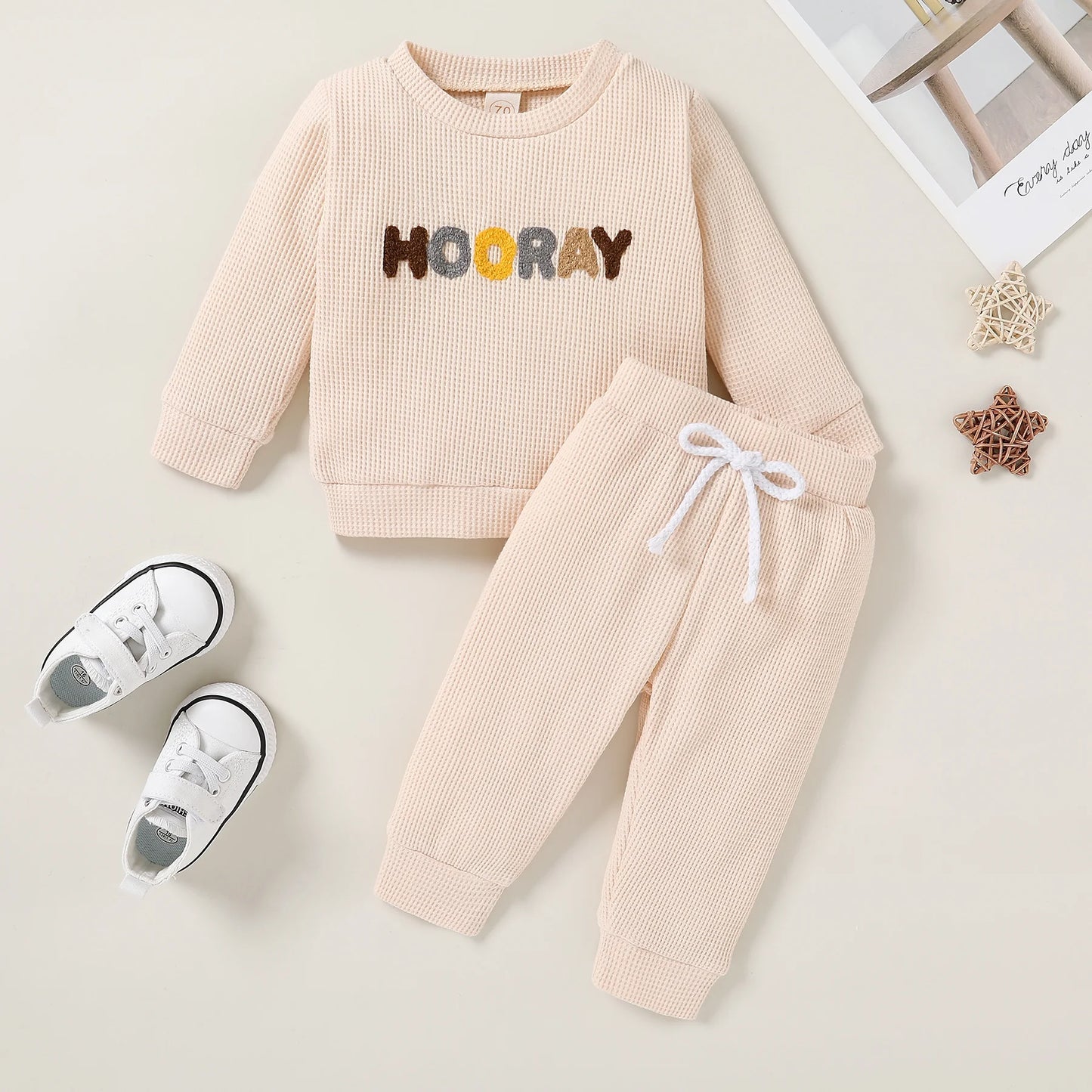 Newborn Baby Boy Girl Fall Winter Clothes Outfits Toddler Long Sleeve Sweatshirt Set,12-18M