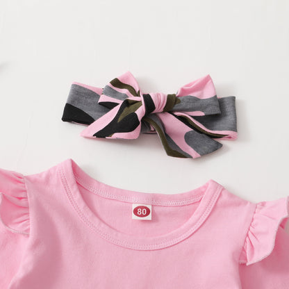 Baby Girl Clothes Toddler Girl Camo Outfit Ruffle Sleeve Shirt Floral Pant Set Fall Winter Clothing for Girl (3-4T, Pink)