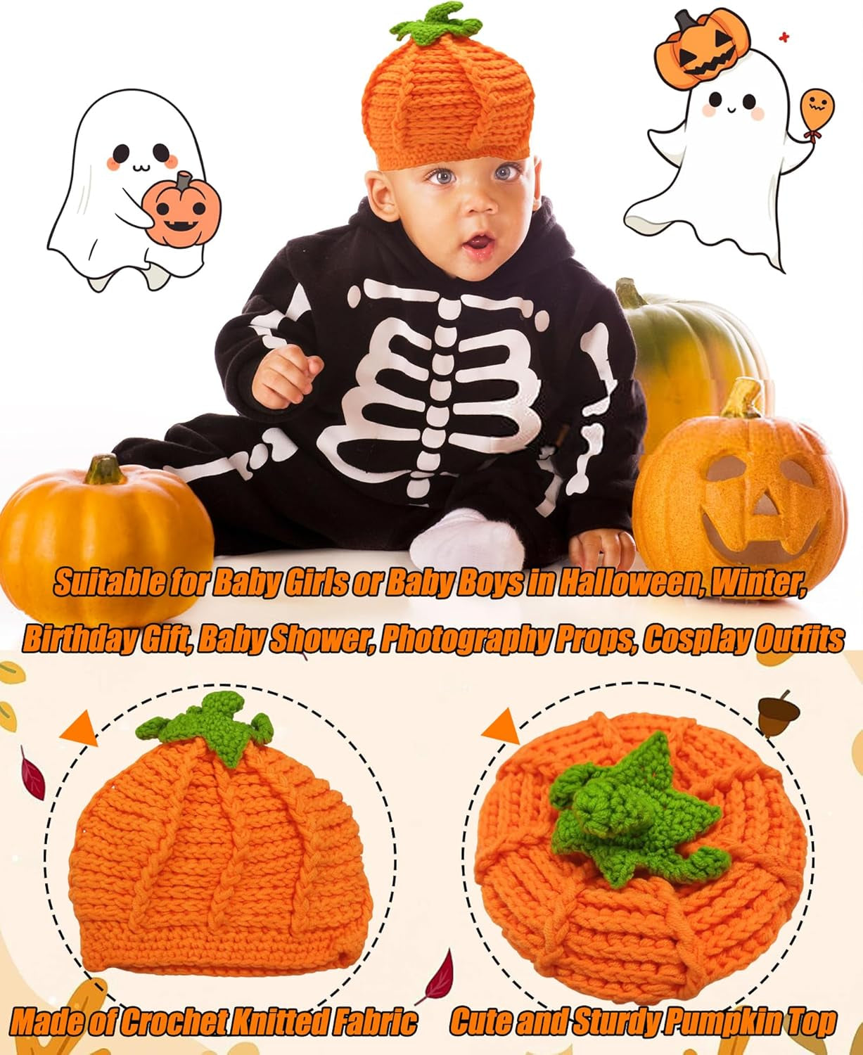 Baby Boys Girls Thanksgiving Christmas Beanie Knitted Cap Hat Halloween Photo Prop