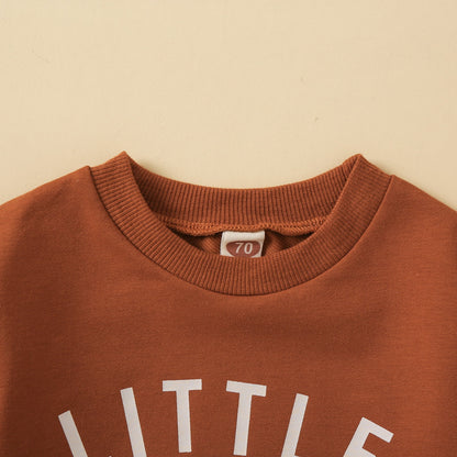 Baby Boy Outfits Toddler Boy Clothes 2T Toddler Baby Boy Fall Winter Clothes Letter Print Long Sleeve Sweatshirt Pullover Tops + Joggers Pants Outfit Set Brown 12-18 Months