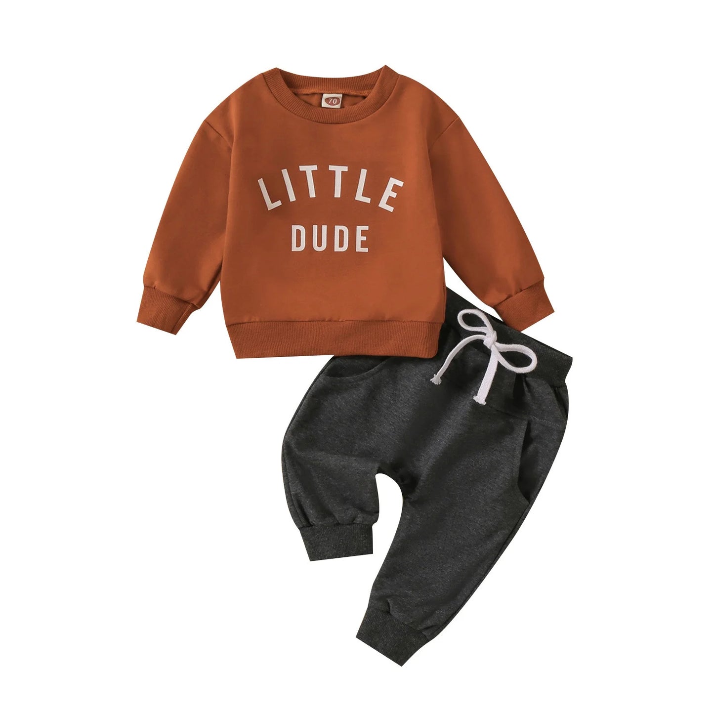 Baby Boy Outfits Toddler Boy Clothes 2T Toddler Baby Boy Fall Winter Clothes Letter Print Long Sleeve Sweatshirt Pullover Tops + Joggers Pants Outfit Set Brown 12-18 Months